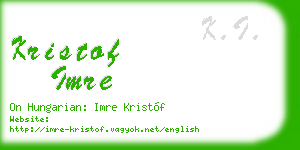 kristof imre business card